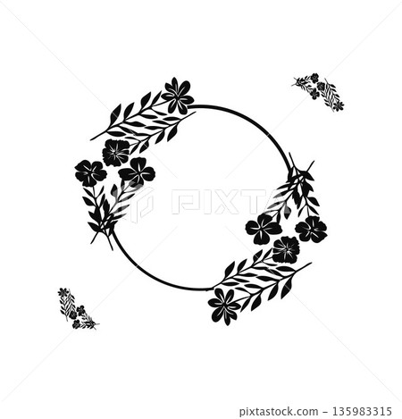 Print set card template design floral frame Minimalist wedding invitation Print set card template design floral frame Minimalist wedding invitation 135983315