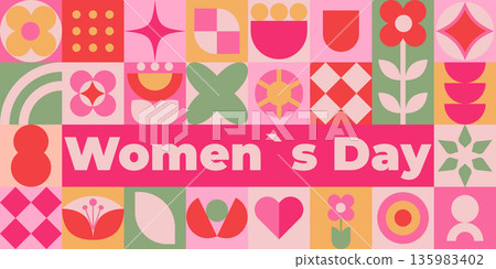 International Womens Day March Geometric Banner International Womens Day March Geometric Banner 135983402