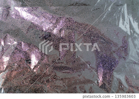 Wet iridescent aluminum foil texture with soft reflections Wet iridescent aluminum foil texture with soft reflections 135983603
