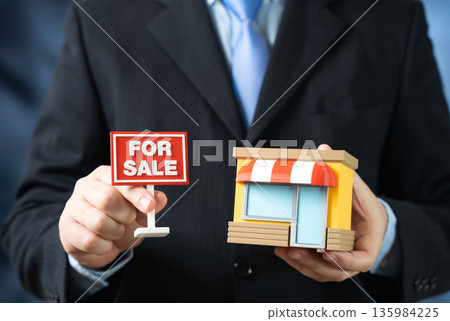 Listing a business for sale. A realtor helps sell a store. Business exit strategy, asset valuation and deal facilitation. Entrepreneurship transition, investor interest Listing a business for sale. A realtor helps sell a store. Business exit strategy, asset valuation and deal facilitation. Entrepreneurship transition, investor interest 135984225