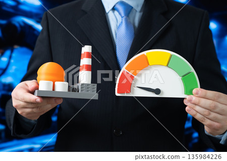 Low energy efficiency of an industrial enterprise. Low productivity and few contracts. Low profits. High environmental pollution. Industrial risk signal, sustainability failure and cost pressure. 135984226