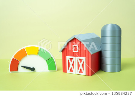 Low farm productivity. Poorly performing agricultural enterprise. Declining yields concept, management issues and financial stress. Efficiency challenges, modernization needs and sustainability risks 135984257