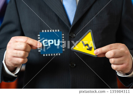 Decline in CPU production. Reduction in the price of microchips. Semiconductor cycle concept, falling demand and market correction. Tech industry slowdown and shifting pricing dynamics. 135984311