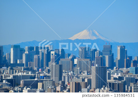 東京城市景觀 富士山 135984531