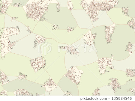 Regional rural map showing scattered village settlements and winding roads. Vector illustration. 135984546