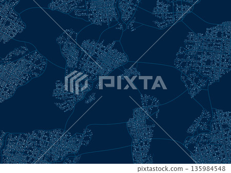 Abstract navigation plan of urban area. Generic city map with signs of streets, roads, river and house. Simple scheme of city with poi. Colored flat, editable vector illustration Abstract navigation plan of urban area. Generic city map with signs of streets, roads, river and house. Simple scheme of city with poi. Colored flat, editable vector illustration 135984548