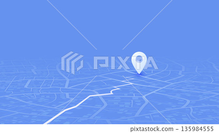 Map navigation. Route planning, location tracking. Abstract city map with GPS pin. Perspective cityscape navigation. Urban streets with marked path. Vector illustration Map navigation. Route planning, location tracking. Abstract city map with GPS pin. Perspective cityscape navigation. Urban streets with marked path. Vector illustration 135984555