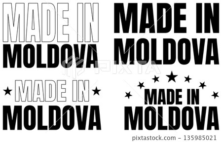 Icons set features bold font design related to made in Moldova concept and cultural presentation 135985021