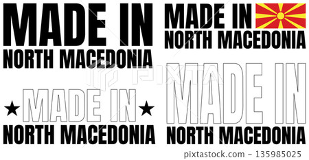 Icons set for made in North Macedonia displayed in bold font for design purpose Icons set for made in North Macedonia displayed in bold font for design purpose 135985025