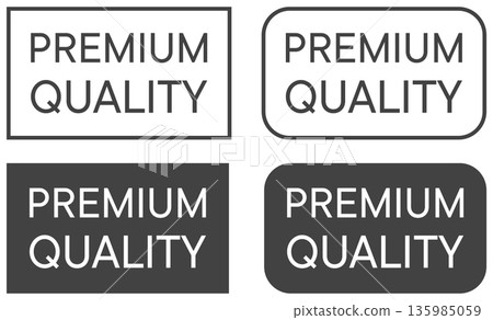 Set of minimal premium quality labels in black and white design with rectangular and rounded shapes Set of minimal premium quality labels in black and white design with rectangular and rounded shapes 135985059