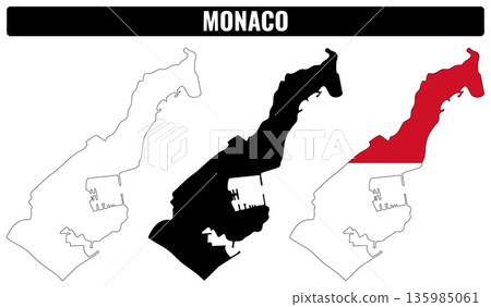 Monaco shapes set showing the outlines and distribution of areas in Monaco Monaco shapes set showing the outlines and distribution of areas in Monaco 135985061