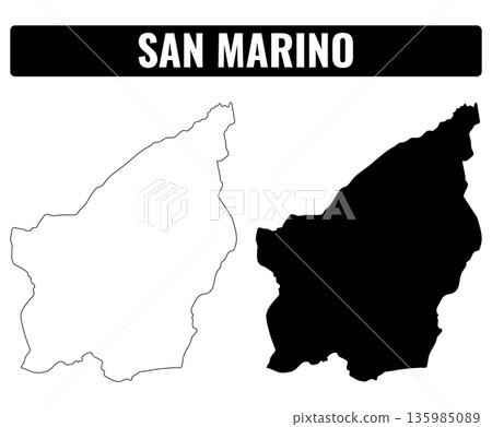 Shapes of San Marino with outlines in black and white Shapes of San Marino with outlines in black and white 135985089