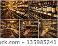 Vine glass display of wine selection in bar during Crise du vin season 135985241