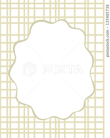 Watercolour checkered background with wavy oval empty space, for cards and invitations. Cottagecore design Watercolour checkered background with wavy oval empty space, for cards and invitations. Cottagecore design 135985738