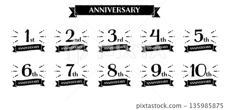 Handwritten Sunburst Anniversary 1st-10th Monochrome Set Handwritten Sunburst Anniversary 1st-10th Monochrome Set 135985875