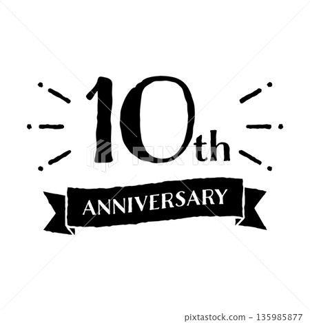 可愛的手寫十週年紀念單色 可愛的手寫十週年紀念單色 135985877