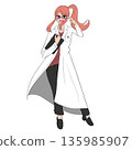 Cute female scientist wearing glasses and a white coat 135985907