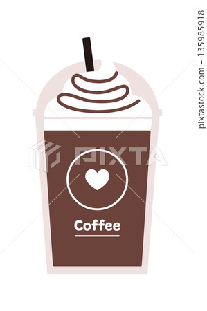 Vector illustration of takeaway coffee frappe with chocolate sauce. Vector illustration of takeaway coffee frappe with chocolate sauce. 135985918