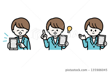 一組三張女性講解SaaS實施和最新雲端工具的圖片。現代科技公司和IT服務 135986045