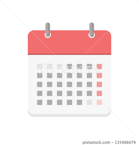 Simple Monday-start monthly calendar icon - Schedule and monthly image material - No date numbers 135986079