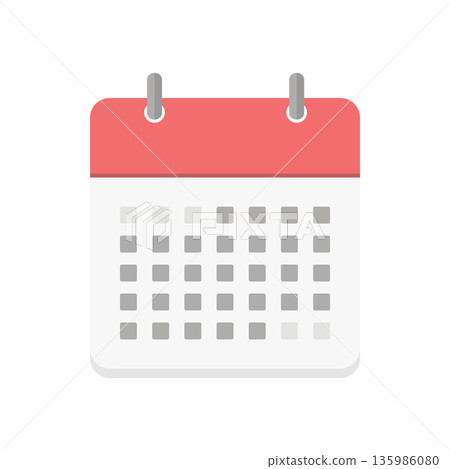 Simple monthly calendar icon - calendar, schedule, one month image illustration material - no date numbers 135986080