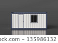 Portable Modular Container Office Mock up with Door and Window. 3D Rendering. 135986132