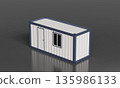 Portable Modular Container Office Mock up with Door and Window. 3D Rendering. 135986133