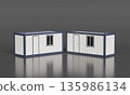 Portable Modular Container Office Mock up with Door and Window. 3D Rendering. 135986134