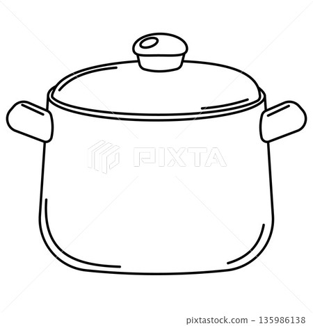 Cooking pot, black outline, isolated doodle illustration Cooking pot, black outline, isolated doodle illustration 135986138