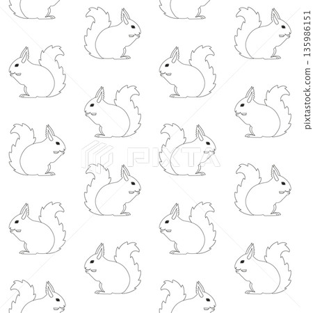 Vector seamless pattern of flat outline squirrel Vector seamless pattern of flat outline squirrel 135986151