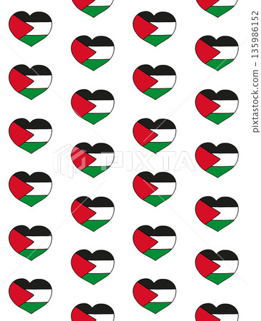 Vector seamless pattern of Palestine flag heart Vector seamless pattern of Palestine flag heart 135986152