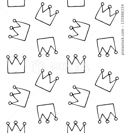 Vector seamless pattern of hand draw outline crown Vector seamless pattern of hand draw outline crown 135986154