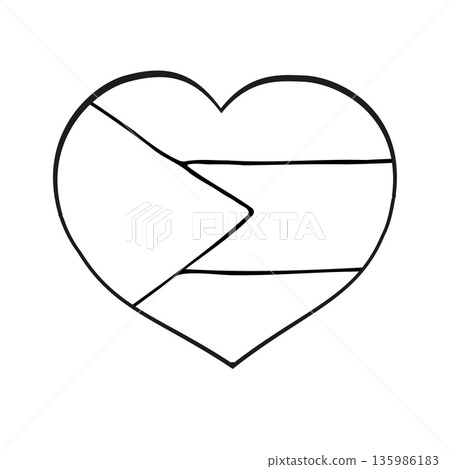 Vector hand drawn sketch Palestine flag heart Vector hand drawn sketch Palestine flag heart 135986183
