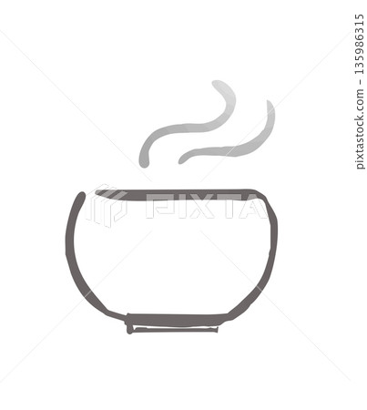 茶:茶杯中日本茶的線條畫 茶:茶杯中日本茶的線條畫 135986315