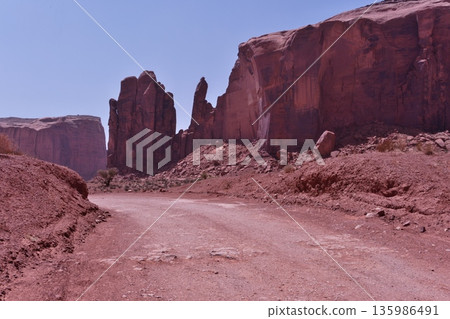 Dirt road to Totem Pole Viewpoint in Monument Valley Dirt road to Totem Pole Viewpoint in Monument Valley 135986491