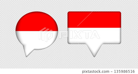 Flag of Indonesia in speech bubble. Flag of Indonesia in speech bubble. 135986516