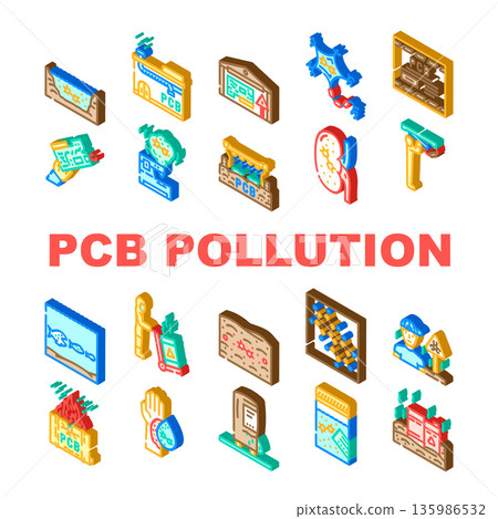 Pcb pollution collection showing environmental and health risks 135986532