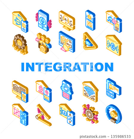 Smart home system integration automation technology icons 135986533