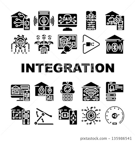 Smart home system integration collection of icons 135986541