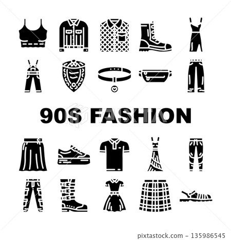 Nineties fashion clothing and accessories collection Nineties fashion clothing and accessories collection 135986545
