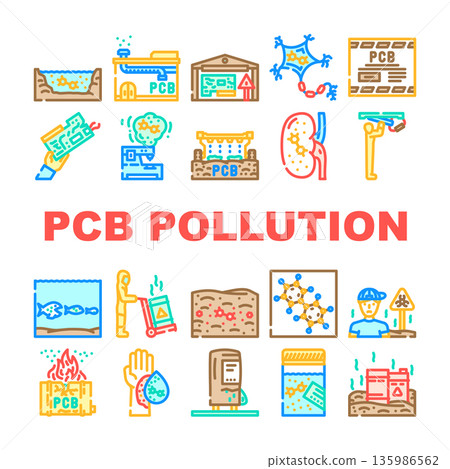 Pcb pollution impact on environment and human health concept Pcb pollution impact on environment and human health concept 135986562