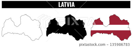 Latvia shapes set showing outlines and national colors without detailed designs or symbols Latvia shapes set showing outlines and national colors without detailed designs or symbols 135986783