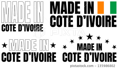 Icons set made in Cote D Ivoire with bold font design elements showing national pride and identity Icons set made in Cote D Ivoire with bold font design elements showing national pride and identity 135986802
