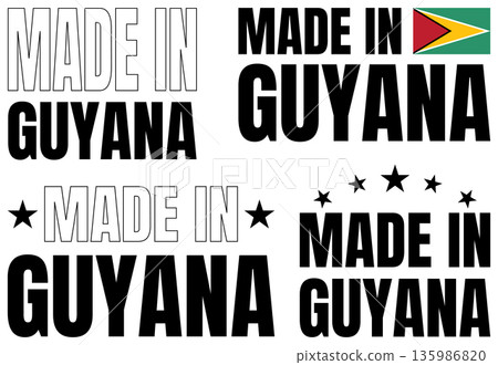 Icons representing Made in Guyana in bold font style showcase creativity and culture Icons representing Made in Guyana in bold font style showcase creativity and culture 135986820