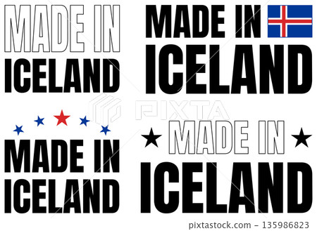 Bold icons set for made in Iceland created with a unique font design 135986823