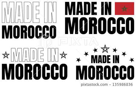 Creative set of icons featuring bold font design made in Morocco Creative set of icons featuring bold font design made in Morocco 135986836