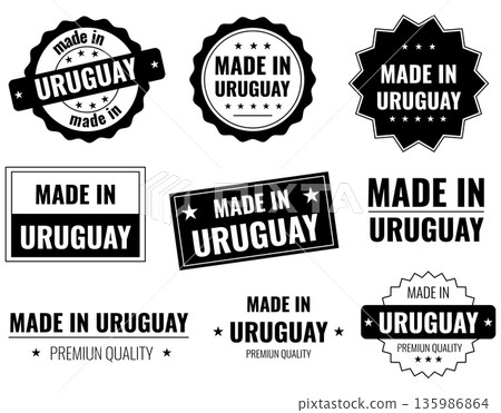 Set of icons showing made in Uruguay labels for products Set of icons showing made in Uruguay labels for products 135986864