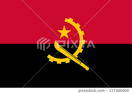 Flag of Angola displayed with design elements representing national identity and history Flag of Angola displayed with design elements representing national identity and history 135986900