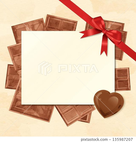 用巧克力棒裝飾的留言卡 135987207
