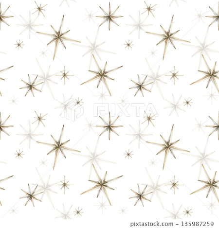 Cute white silver stars seamless pattern on white background. Watercolor hand drawn isolated illustration for nursery textile kids fabric Muslim holiday Ramadan design print wrapping paper Eid Mubarak Cute white silver stars seamless pattern on white background. Watercolor hand drawn isolated illustration for nursery textile kids fabric Muslim holiday Ramadan design print wrapping paper Eid Mubarak 135987259